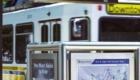 LED platform display showing a rider message at a Sacramento Regional Transit light rail station